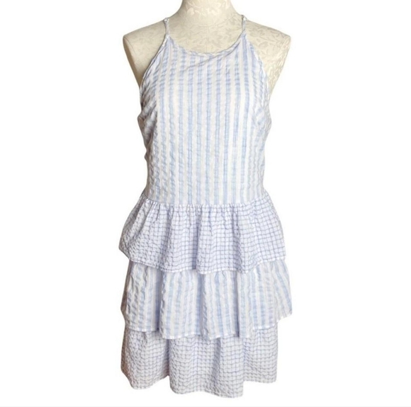 Skies Are Blue Gingham Ruffle Layered Peplum Dress - Picture 1 of 5